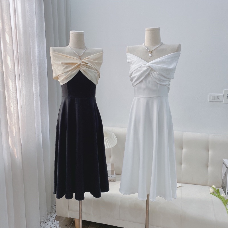 Váy trễ vai dự tiệc sang chảnh