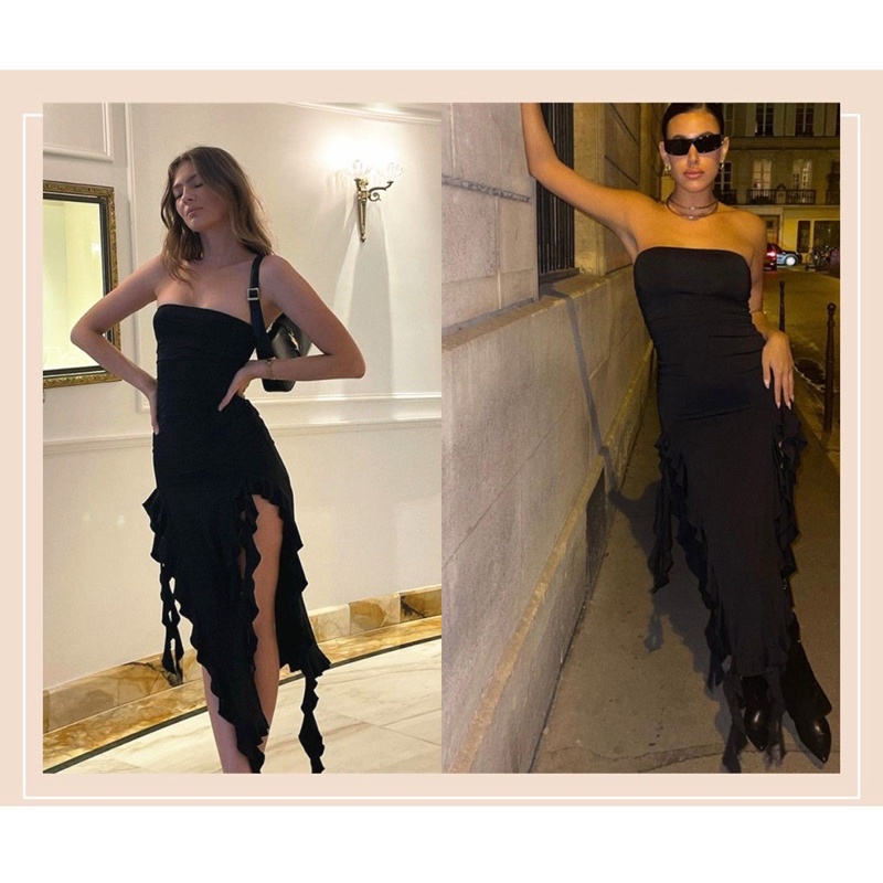 TKLIHN Váy ôm body SEXY Âu Mỹ cắt xẻ váy HOT TREND 2023 hot fashionita