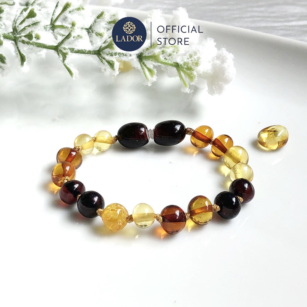 Vòng tay Amber hạt tròn tự nhiên cho bé - Trang sức Lador - LD00019