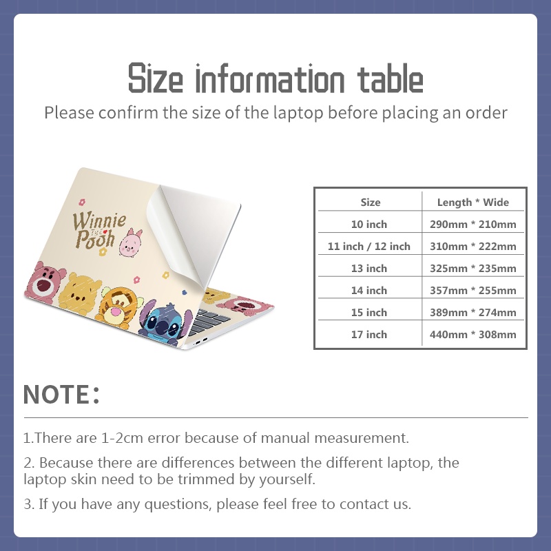 Bộ 2 Miếng Dán Trang Trí Laptop Họa Tiết Hoạt Hình Toy Story 12 / 13 / 14 / 15 / 17 Inch