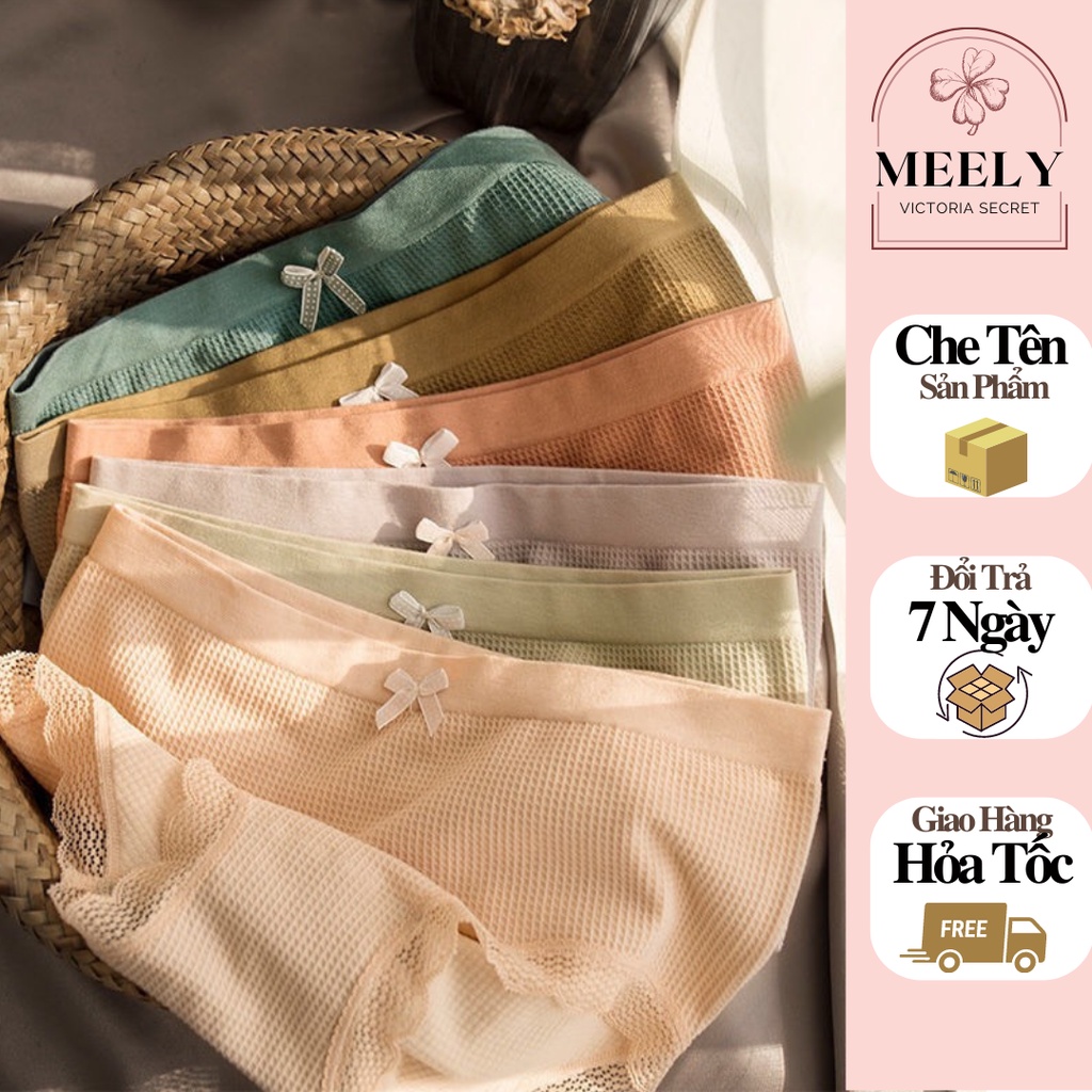 Quần Lót Nữ Cotton Màu Pastel Xinh Thông Hơi, Co Giãn 4 Chiều Sợi Bông Viền Ren Cao Cấp Freesize 40-60kg - CT032