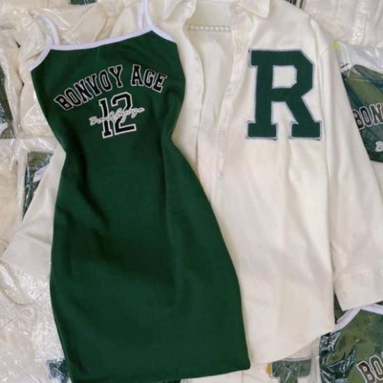 Set váy Body nữ, áo sơ mi dáng dài trùm V3 váy 2 dây body chất thun co dãn 4 chiều