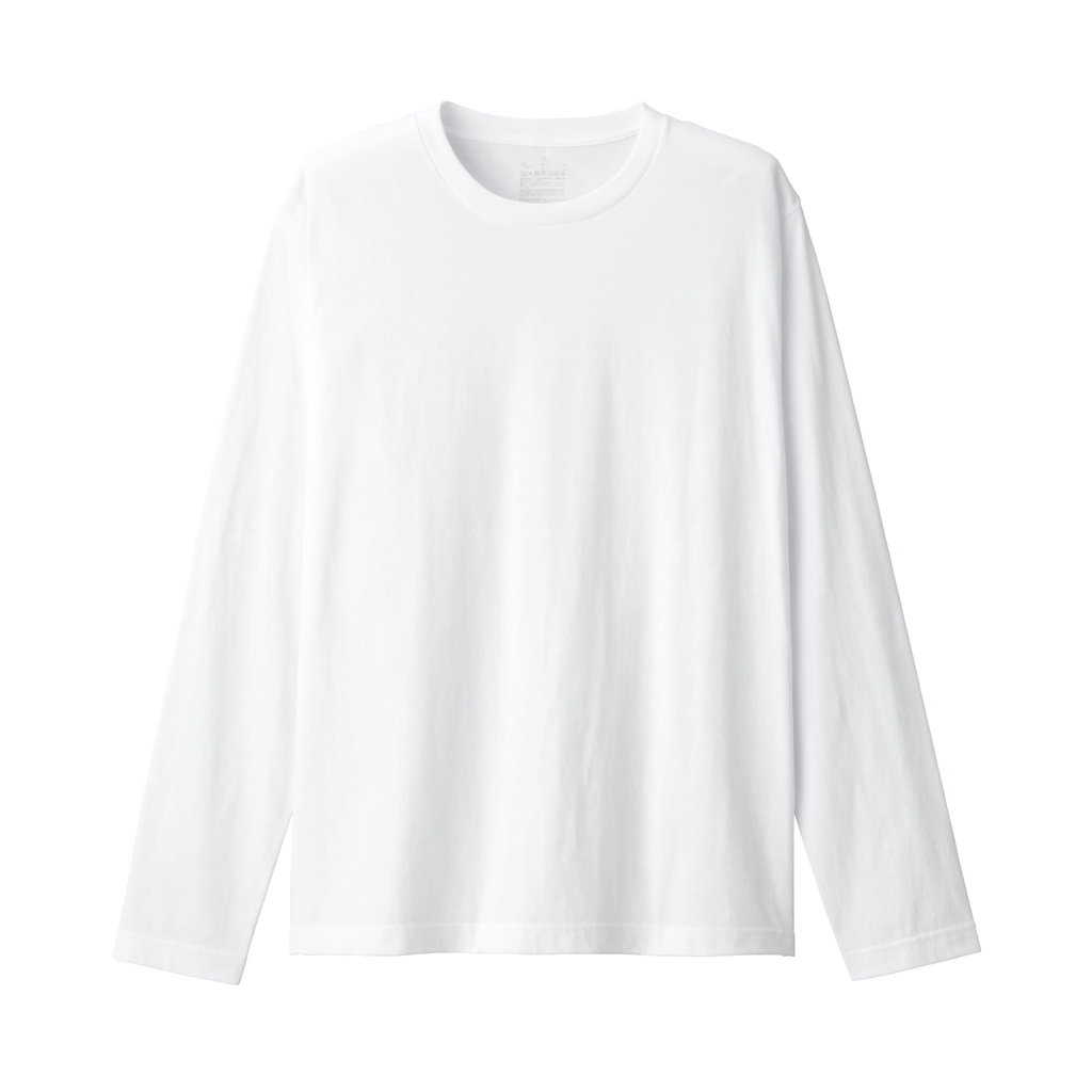 MUJI ÁO THUN VẢI JERSEY COTTON ẤN ĐỘ CỔ TRÒN DÀI TAY NAM