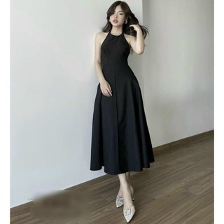 Đầm váy freesize maxi yếm đen hở lưng
