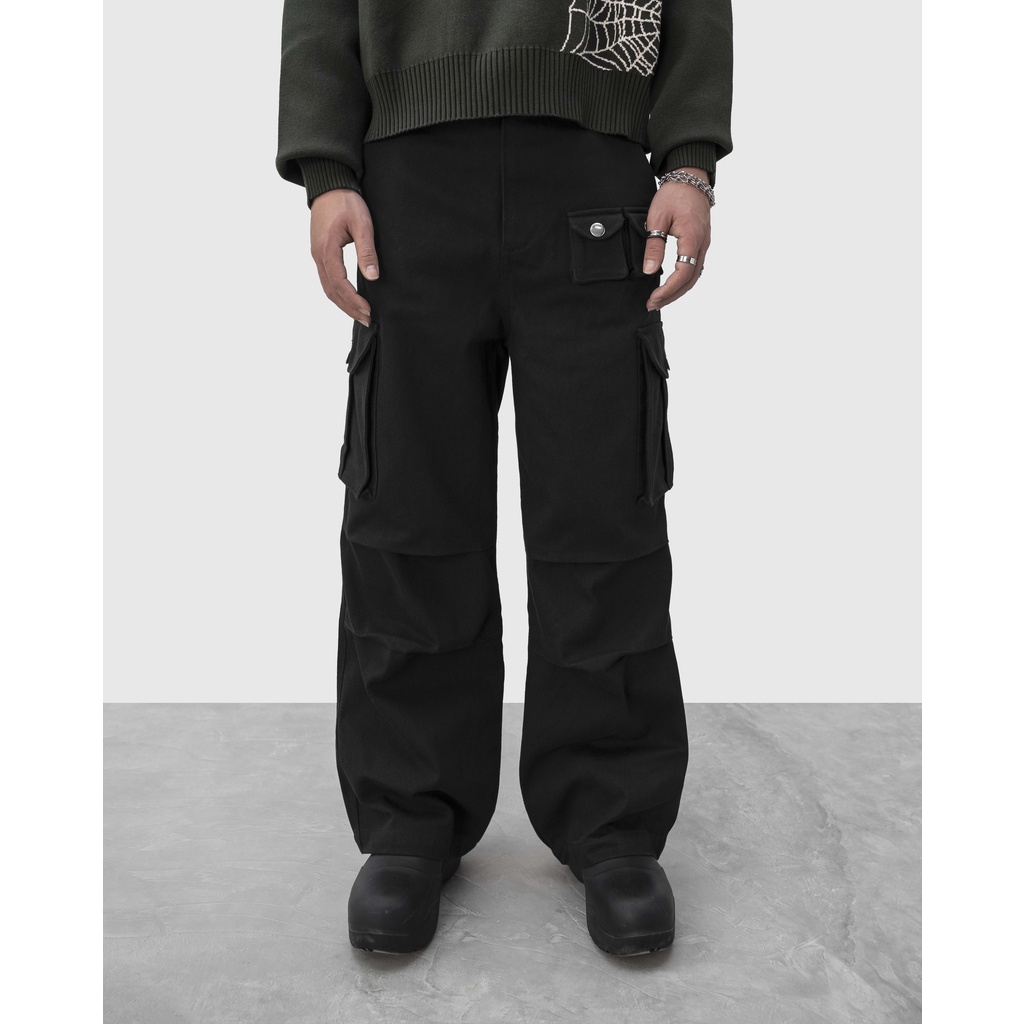 WIDE LEG CARGO PANT BLACK - Quần túi hộp Ninety Eight