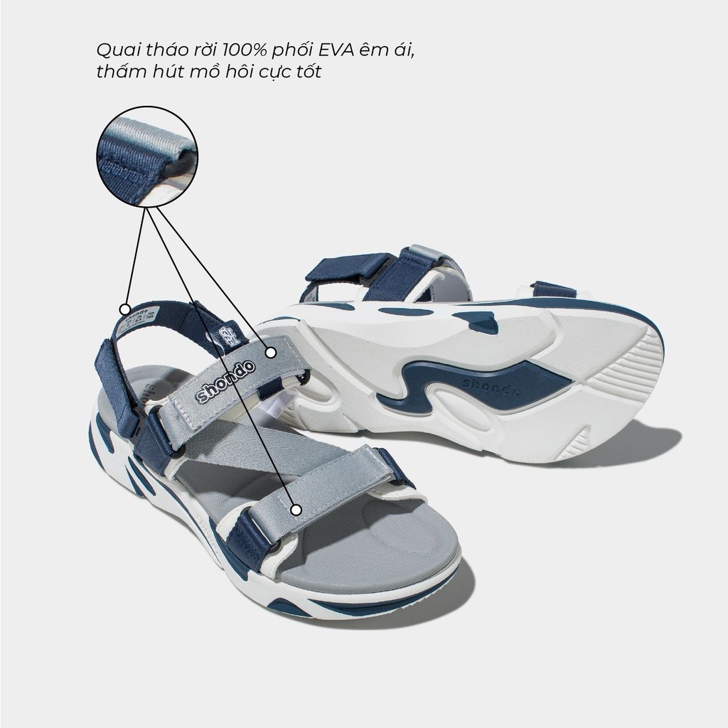 Giày Sandals F8 Shondo Xám Xanh Navy F8M0320