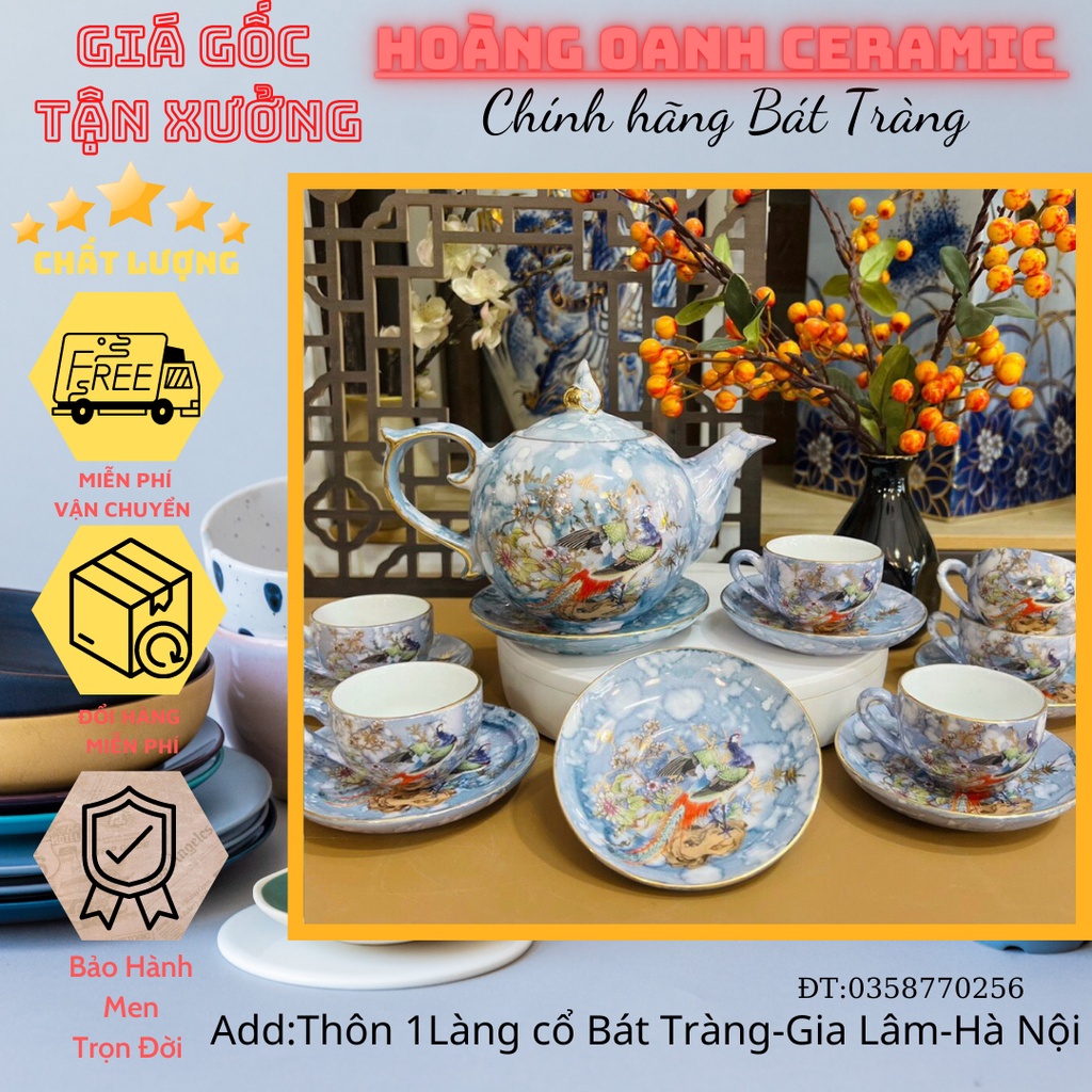 (CHỌN MẪU)Ấm chén pha trà Bát Tràng-men Vân Đá Trắng vẽ Vàng Sen Hồng các loại,ấm chóp lửa-giá tận xưởng nhà lò