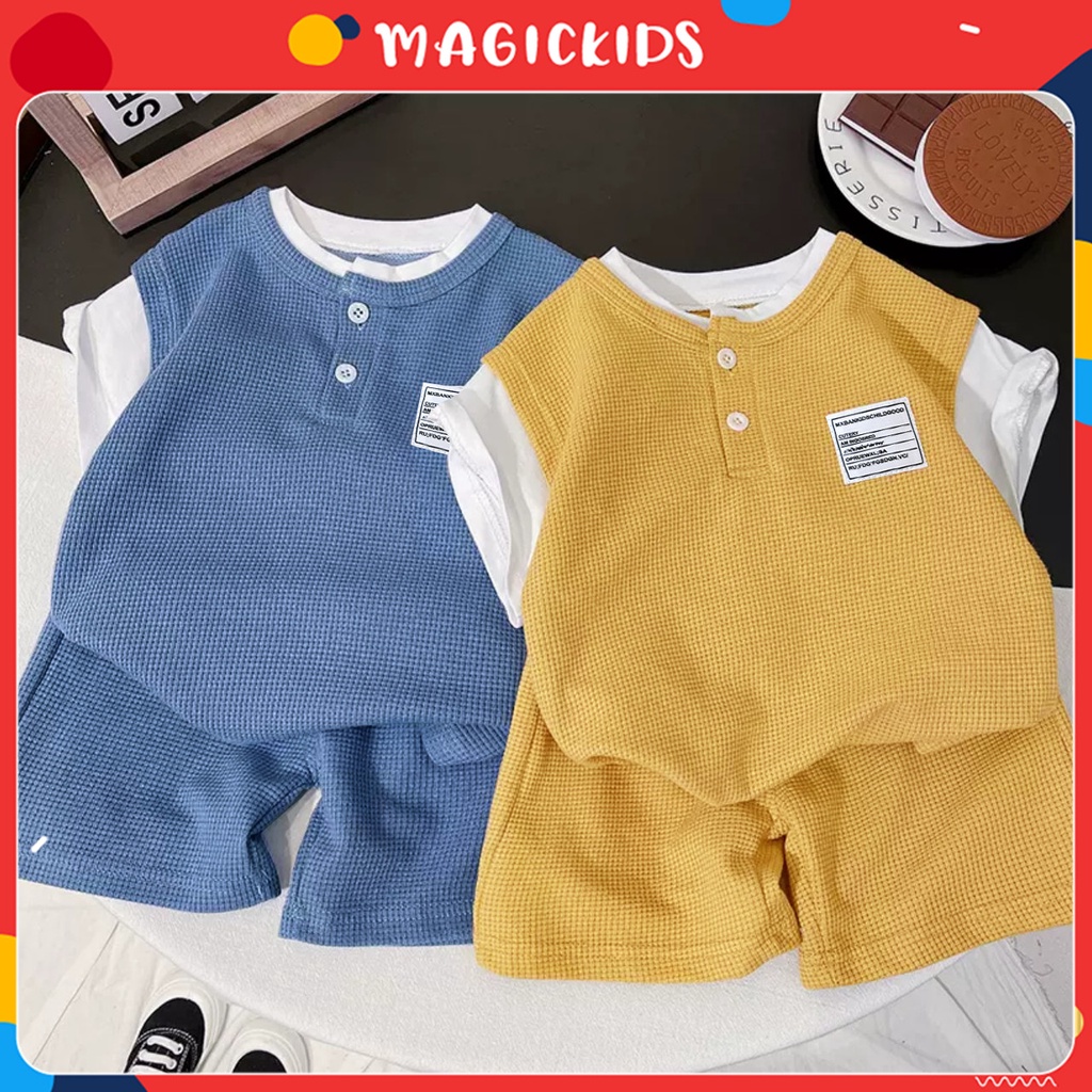 Đồ bộ bé trai bé gái 1-10 tuổi Magickids áo thun cộc tay quần short chất