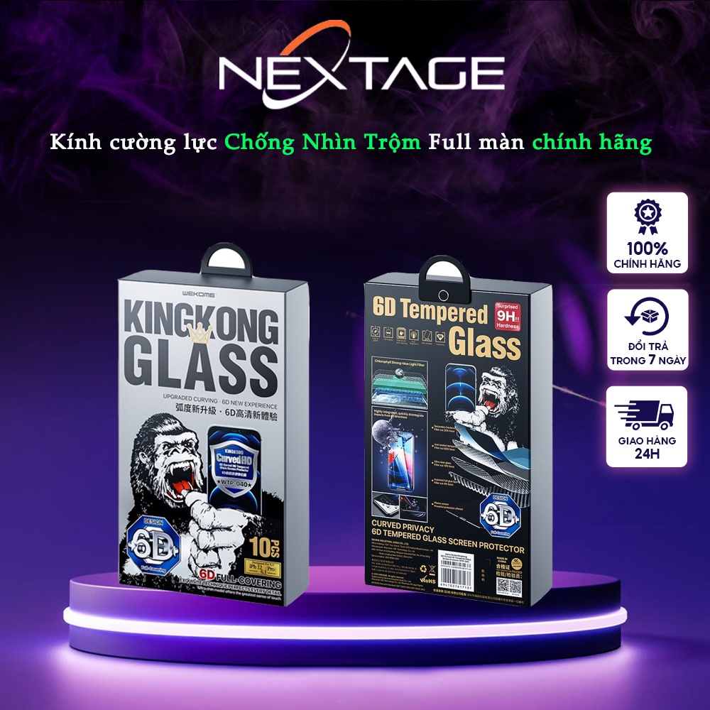 [CHỐNG NHÌN TRỘM] Kính Cường Lực KingKong WEKOME Chính Hãng Full MÀN Chống Vỡ Viền Cho iP - Chính Hãng NEXTAGE