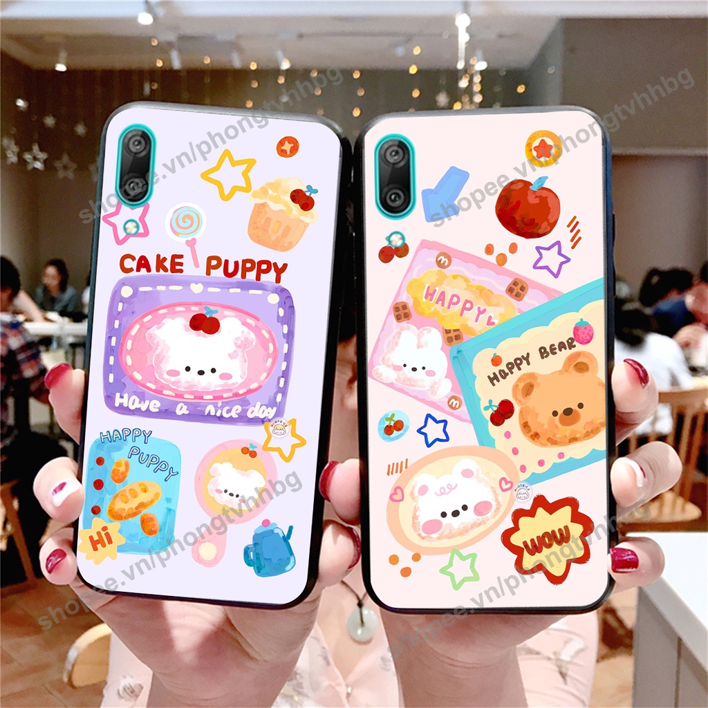 Ốp lưng Huawei Y7 Pro 2019 GẤU DÂU chi bi hoạt hình cute siêu rẻ