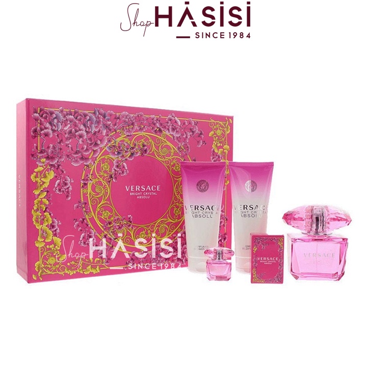 Nước Hoa Bộ VERSACE - Bright Crystal Absolu EDP Giftset (1NH 90ml+1NH 5ml+1Shower Gel 100ml+1Body Lotion 100ml)