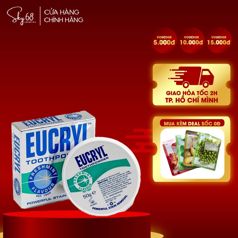Bột Tẩy Trắng Răng Eucryl Toothpowder Powerful Stain Removal 50g 5.0