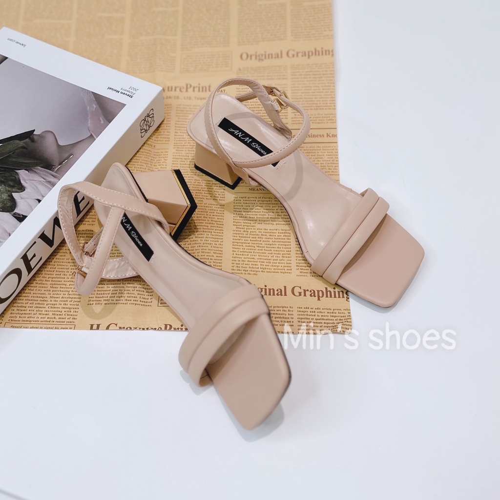 Min's Shoes - Sandal Quai Ngang Gót Vuông Cao Cấp S467