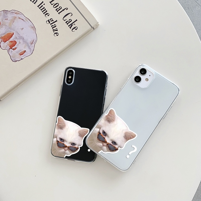 Ốp Điện Thoại Độc Đáo mèo đeo kính cực chất Cho iPhone 7 8plus SE X Xs 11 11pro 11promax 12pro 13 13Pro 13ProMax u518