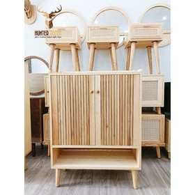 Tủ giày gỗ cửa sọc