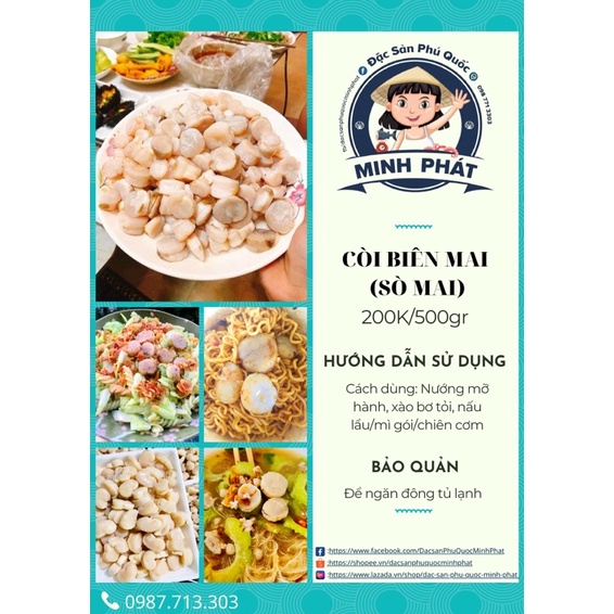 (Nowship TP.HCM) Còi biên mai hải sản Phú Quốc đã làm sạch, sơ chế 500g-Đặc sản Phú Quốc Minh Phát