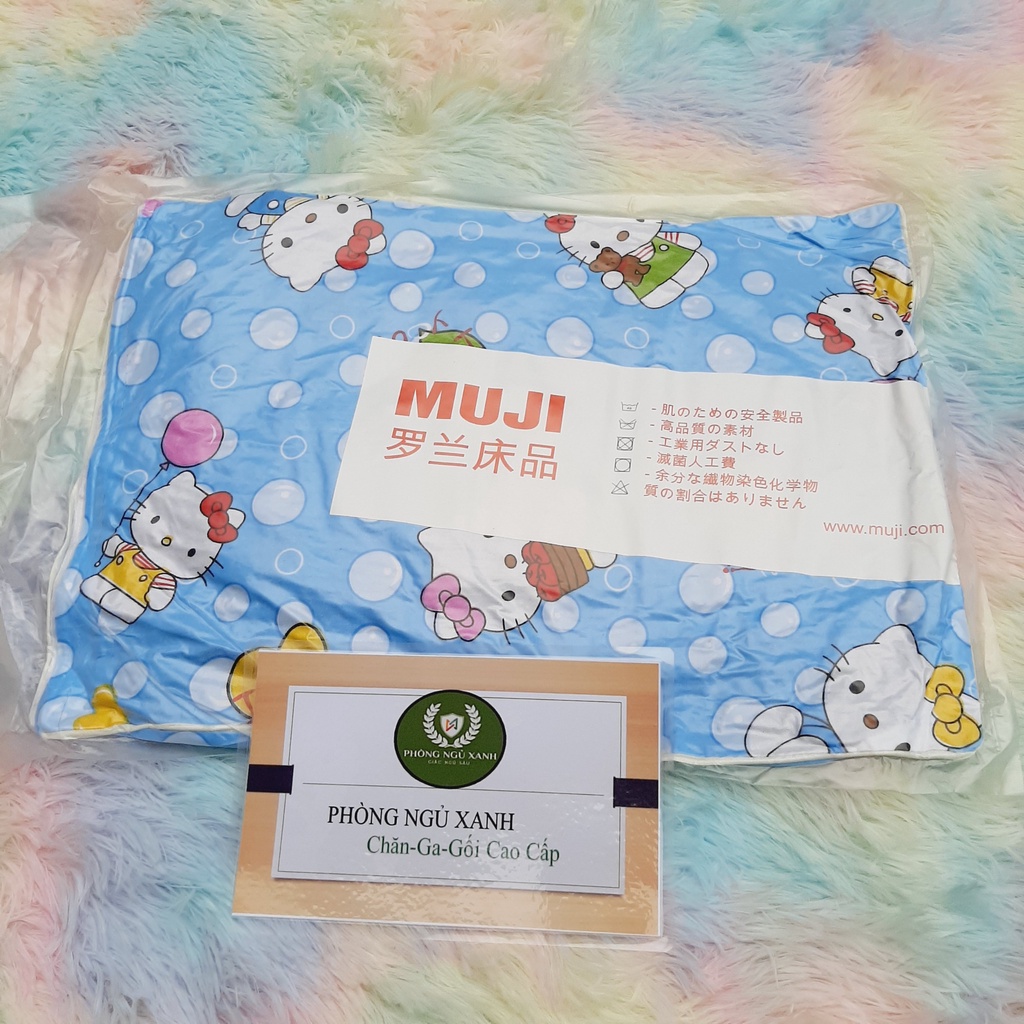 Gối cho bé sơ sinh Muji 25x40 cho trẻ em từ 0-3 tuổi 100%Cotton hàng chính hãng Phòng Ngủ Xanh thấm hút mồ hôi cực tốt