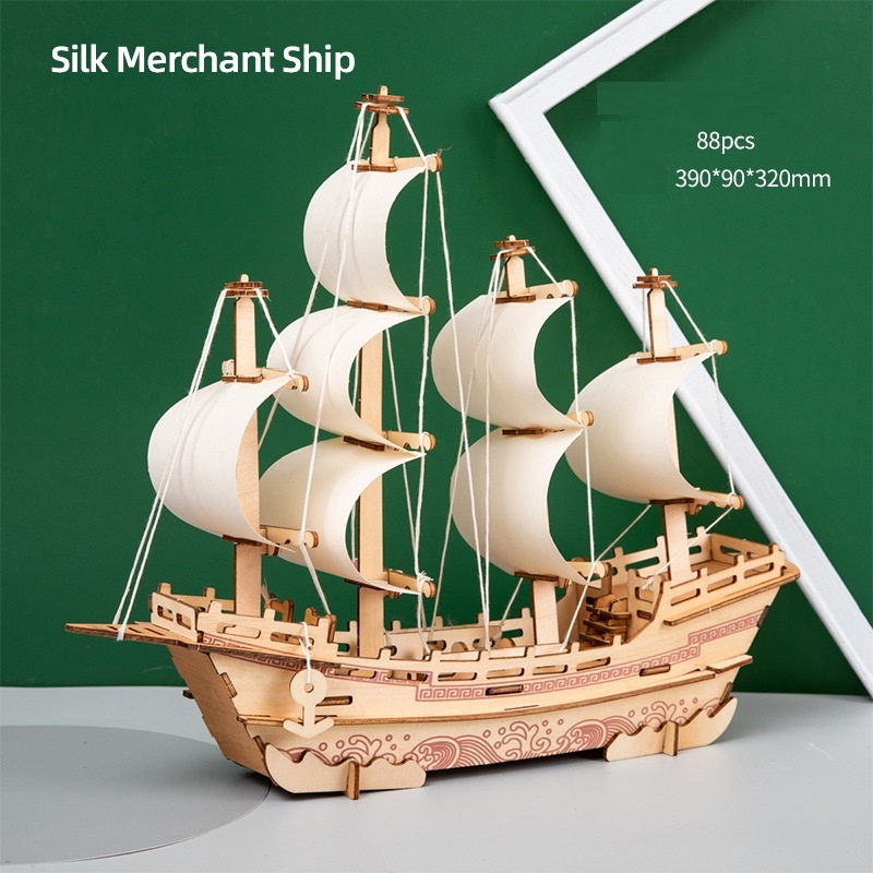 Mô Hình Gỗ 3D Tự Lắp ráp DIY Mô Hình Tàu Thuyền Quà Tặng Cho Bé