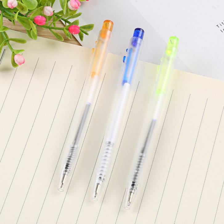Bút bi xanh mini ngòi 0.7mm dễ mang theo - vỏ nhiều màu - bút bi xanh bấm ngòi to - bút bi bấm giá rẻ - HIKOMA STORE