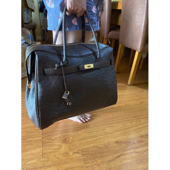 Túi dáng hm da đà điểu thật mới 42cm