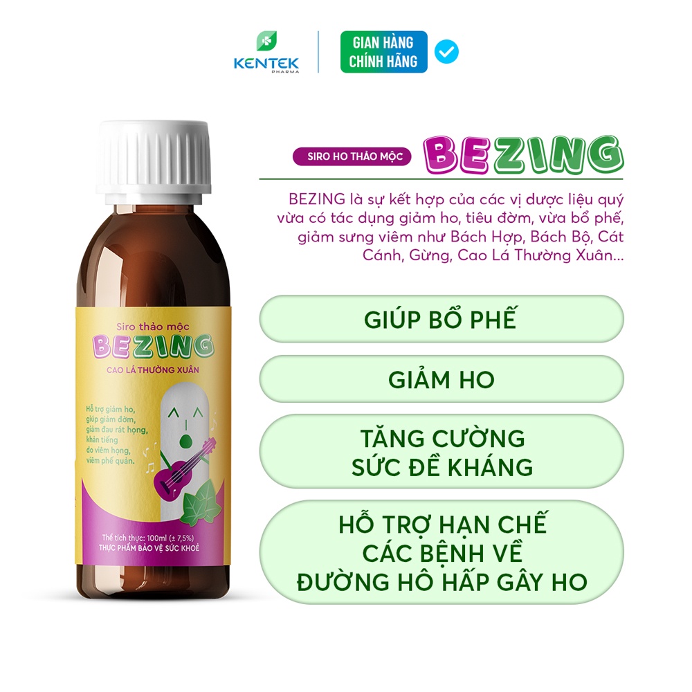 Siro ho thảo mộc BEZING bổ phế, giảm ho (Chai 100ml)