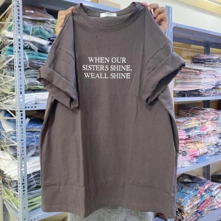 [Rẻ Vô Địch] Áo Thun 3158 Cotton Khô Form Rộng Nam Nữ Unisex In Chữ WHENOUR