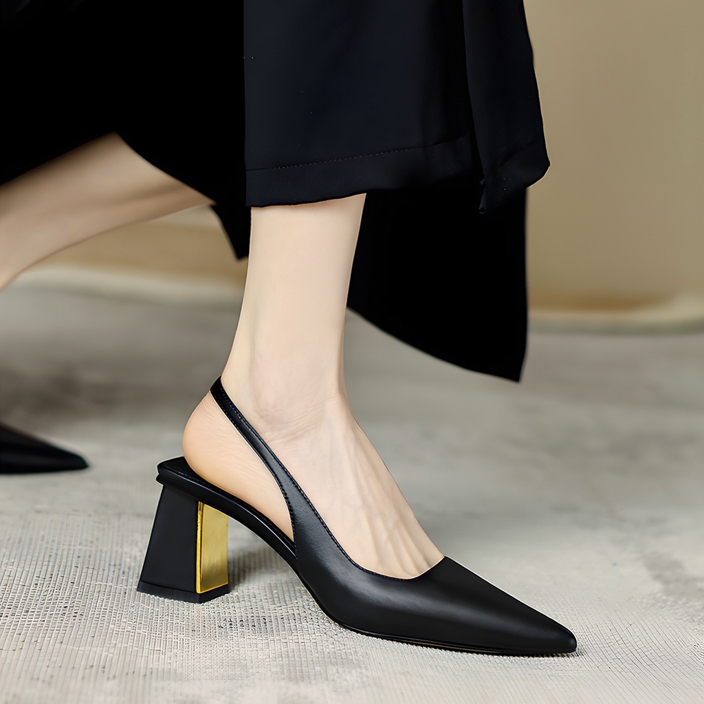 Giày cao gót mũi nhọn basic, giày cao gót slingback thanh trang nhã cao 7cm_AA0375