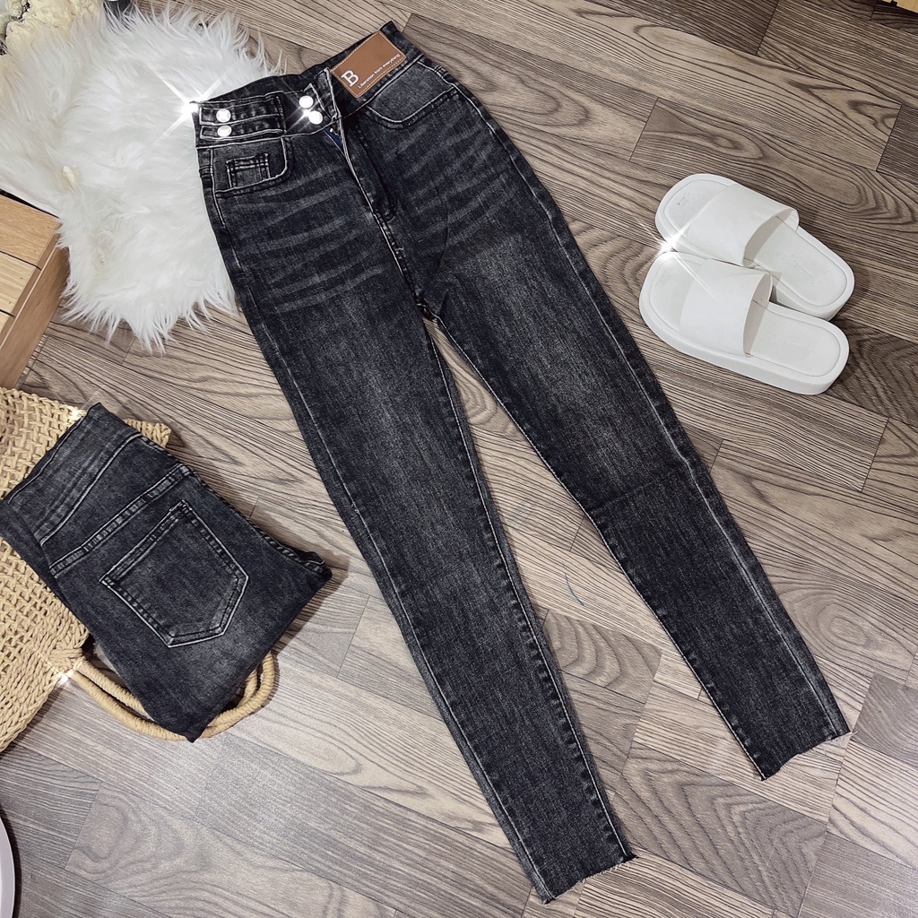 Quần jean nữ lưng cao phối kiểu phong cách trẻ trung, quần bò nữ co giãn skinny ôm dáng siêu đẹp A-T Fashion - MQ519