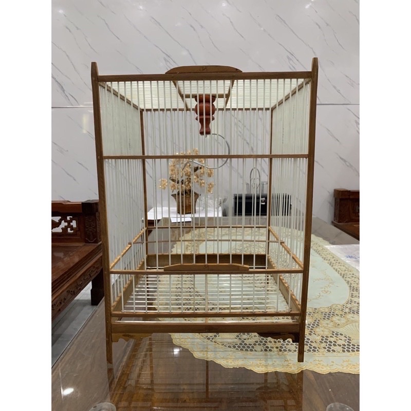 Khung lồng chim chào mào nan cáp quang tự ráp, chất liệu trúc già nan cáp quang chắc chắn