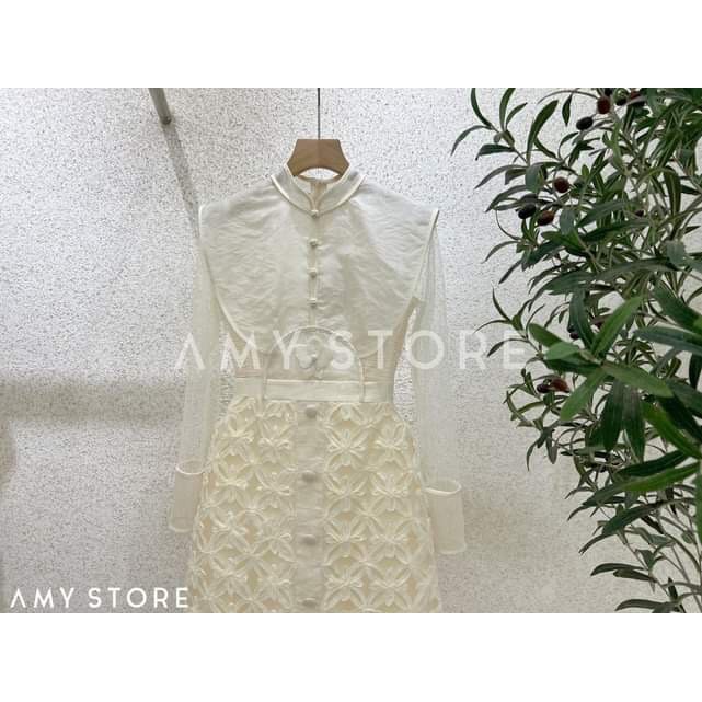 Đầm ren form chữ A tay dài cao cấp ore