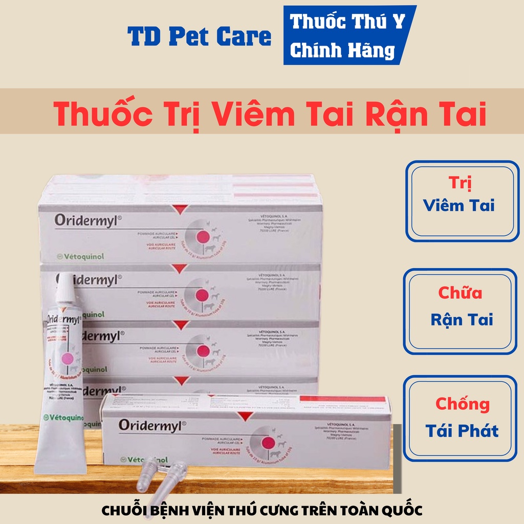 [Hàng Pháp]  Tuýp Nhỏ Tai Mèo Hết Rận Tai Mèo ORIDERMYL - Ống Nhỏ Tai Cho Chó Hết Mủ Tai Dành Cho Thú Cưng Dexoryl