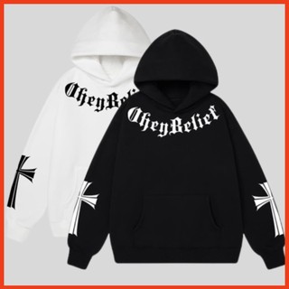Áo hoodie chữ thập form rộng tay phồng chất nỉ bông 100%cotton - Áo sweeter vải nỉ cotton không xù sabistores1