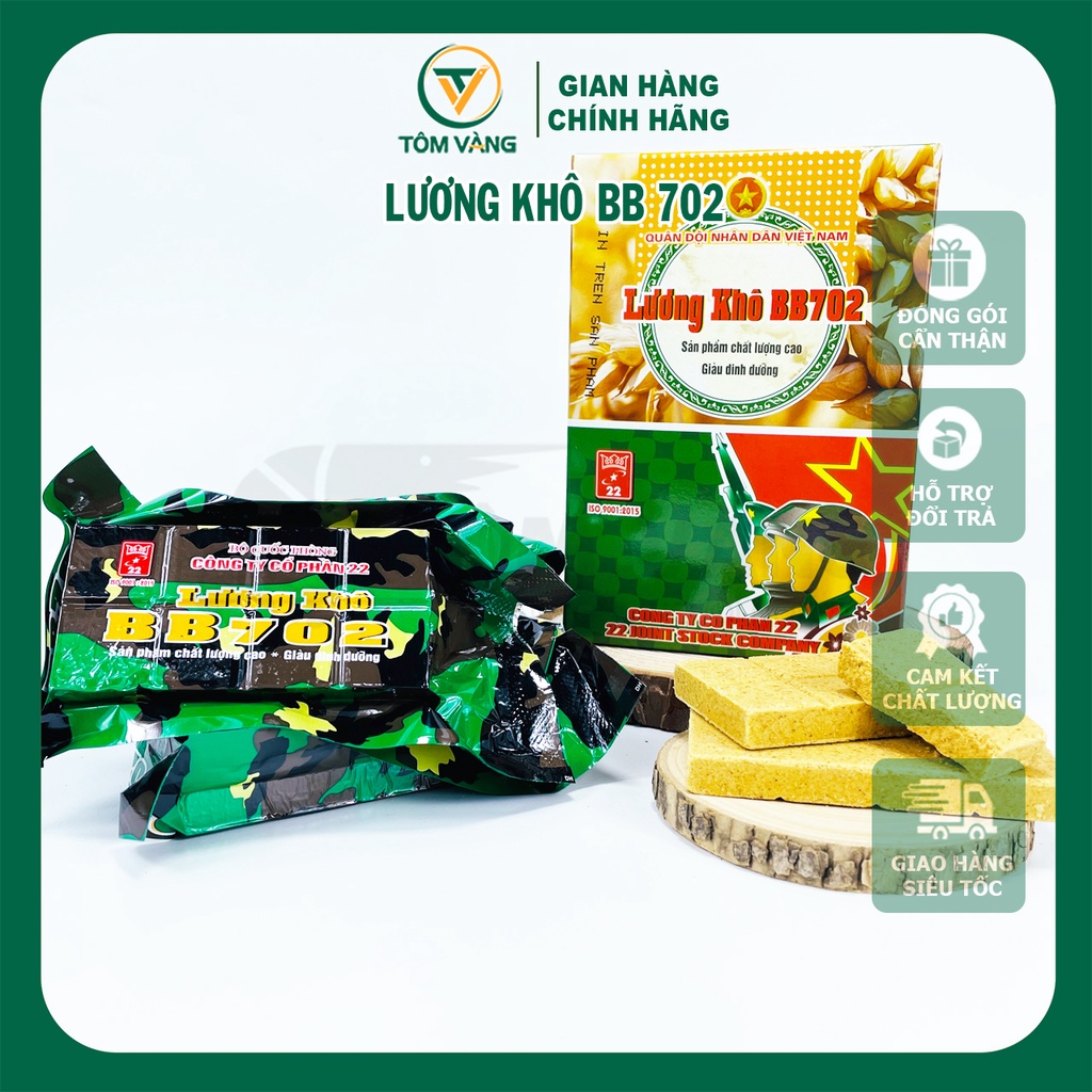 Lương Khô Quân Đội BB702 - Hộp 700g - Công Ty 22 Bộ Quốc Phòng - Tôm Vàng
