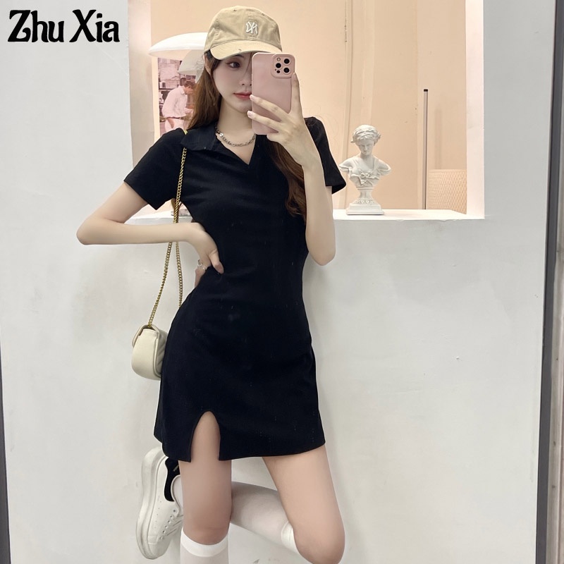 Áo liền quần Cotton Cổ Chữ V Màu Đen Quyến Rũ Thời Trang Cho Nữ