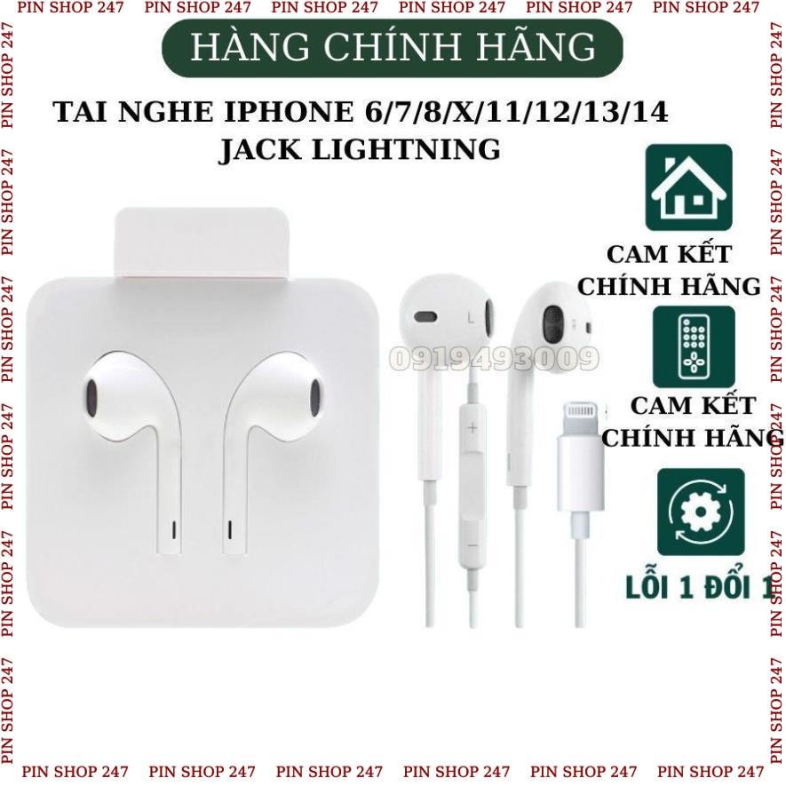 Tai nghe có dây dành cho 7/8/X/X.s/11/12/13/14 CHÍNH HÃNG KHÔNG CẦN BLUETOOTH, jack 3.5mm/ lighting PIN SHOP 247