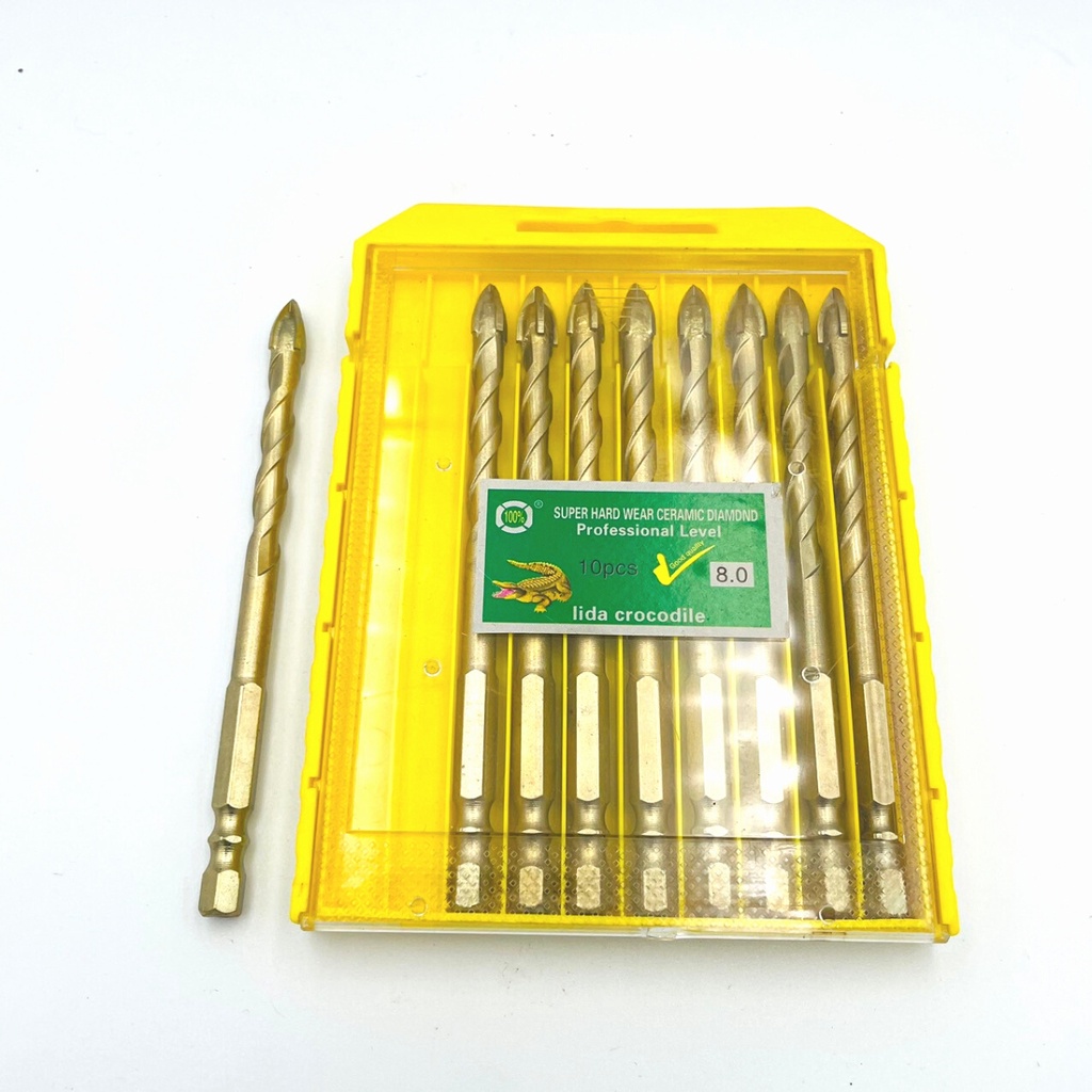Mũi khoan đa năng 6-8-10-12mm, chân lục giác loại dài 12cm, khoan kính, thủy tinh, khoan gạch men, đá hoa cương
