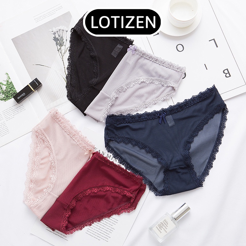 Quần lót nữ thun lạnh viền ren đính nơ 359