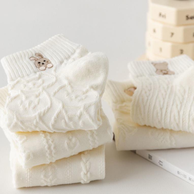 Set 5 đôi tất vớ cổ ngắn mỏng thoáng khí hoạ tiết hoạt hình