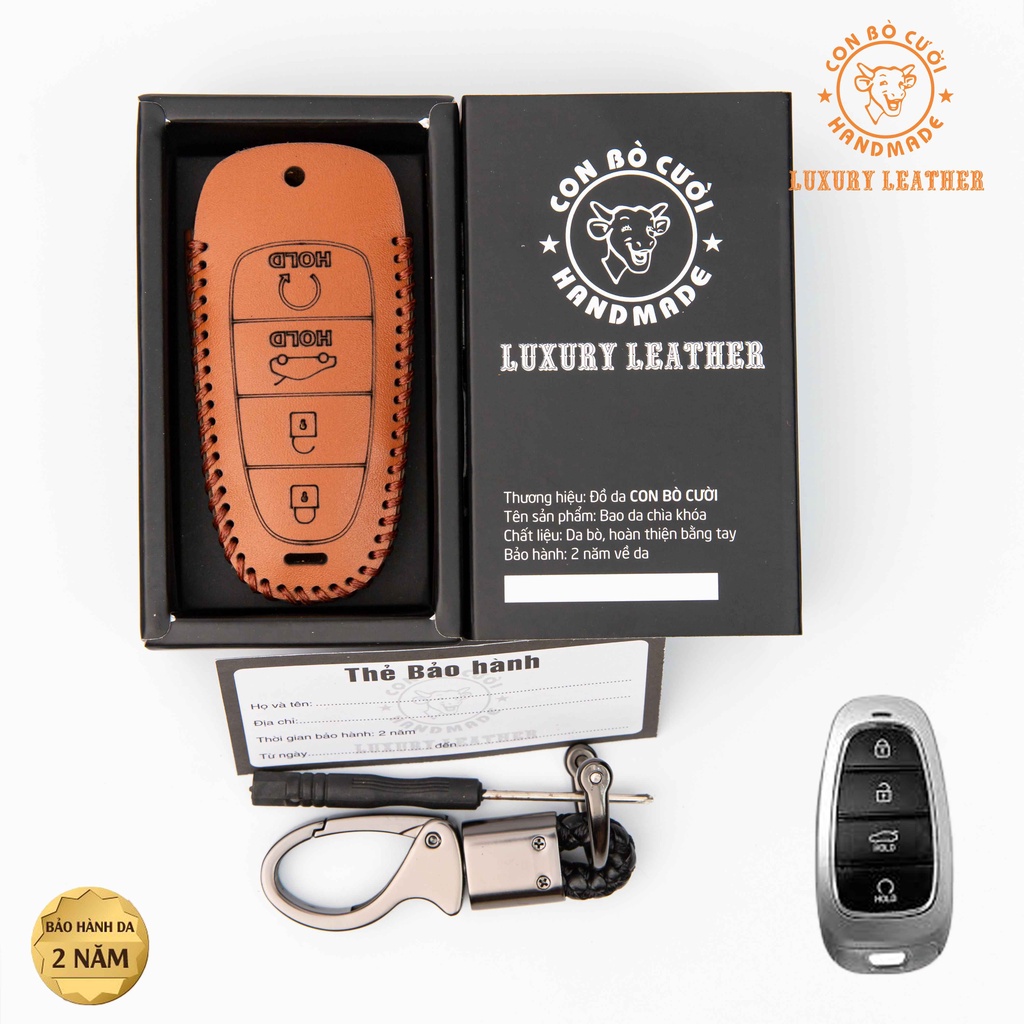 Bao Da Chìa Khóa Ô tô Hyundai Santafe 2021-2023, Tucson 2022 Da bò thật