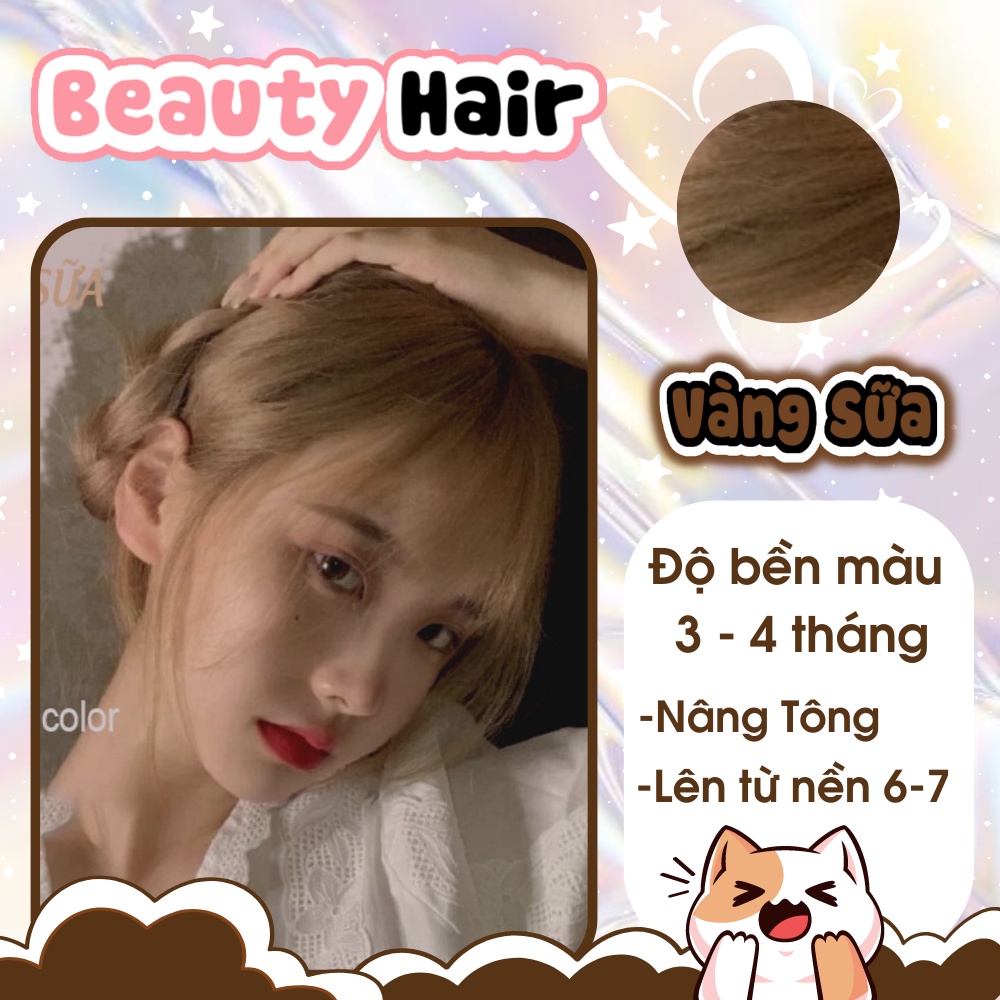 Thuốc nhuộm tại nhà,thuốc nhuộm tóc màu vàng sữa . tặng kèm oxy trợ dưỡng và bao tay - Beautifull Hair