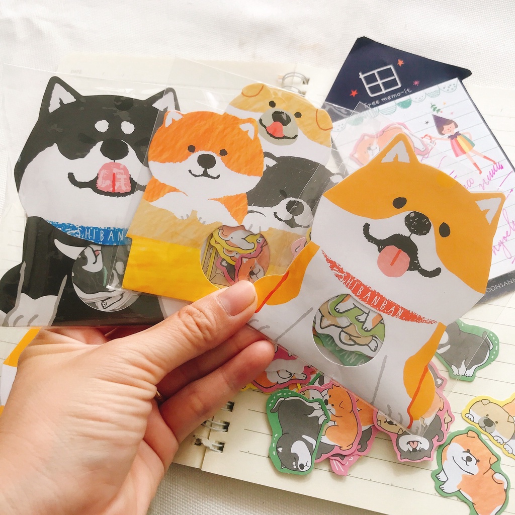 Sticker cute, hình dán chó shiba 30 miếng