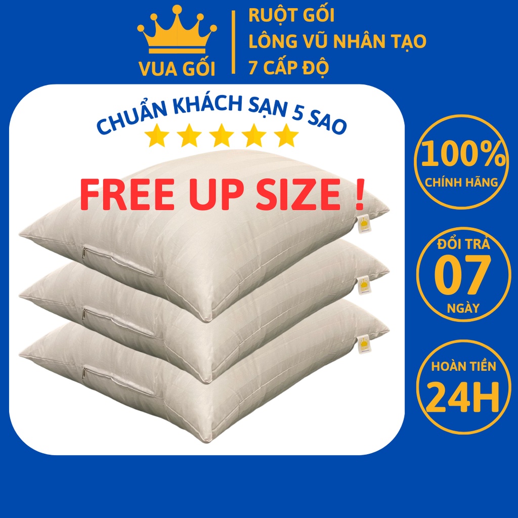 Ruột Gối Nằm Lông Vũ Nhân Tạo Chuẩn Khách Sạn 5 Sao VUA GỐI Deluxe Pillow Êm Ái, Kháng Khuẩn, Ngủ Ngon - FULL SIZE