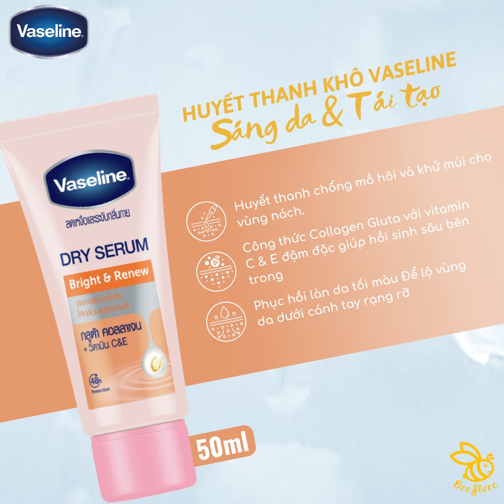 Tinh chất dưỡng trắng, khử thâm nách Vaseline Dry Serum White & Dry 45ml
