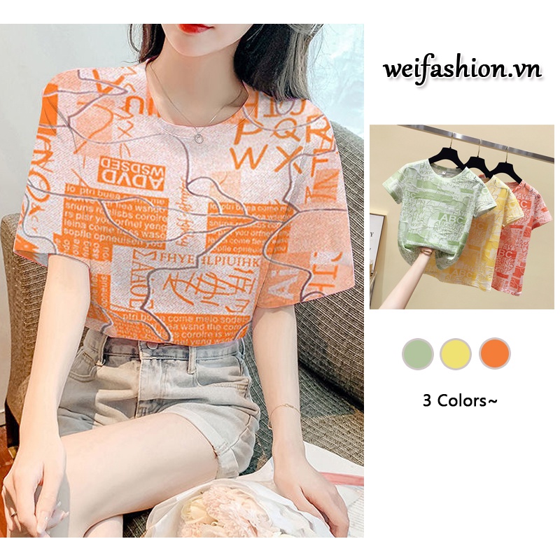 Áo Thun Tay Ngắn In Chữ Màu Kẹo Thời Trang Mùa Hè Cho Nữ