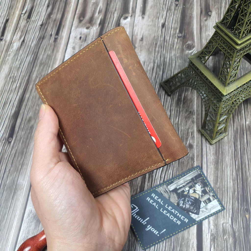 Ví nam đứng da bò thật WS104VB  - 100% da bò thật, BH 3 năm