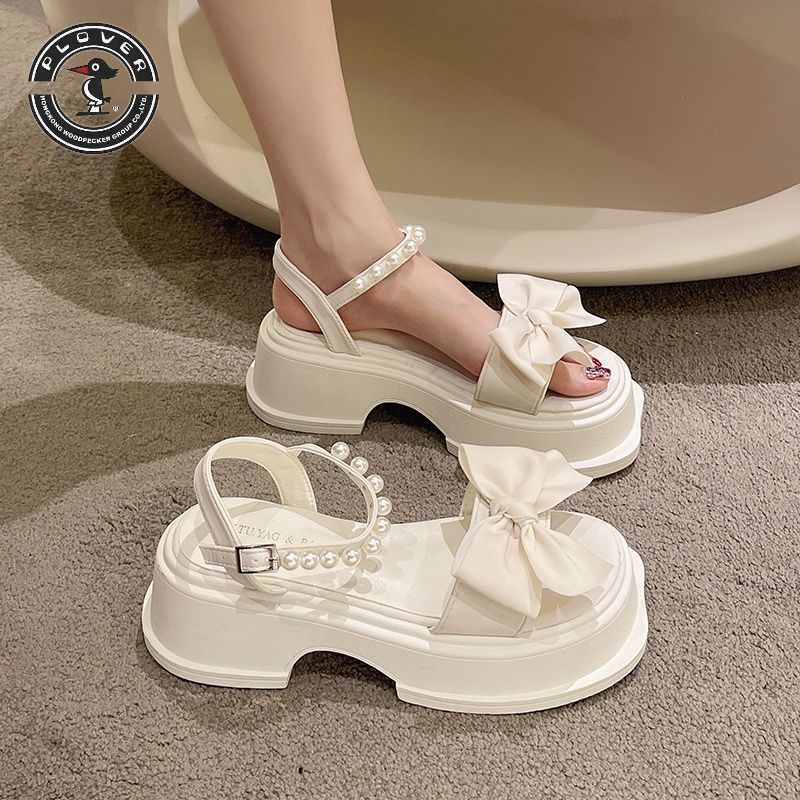 Sandal Đế Dày Đính Nơ Phong Cách Roman Thời Trang Mùa Hè Hàng Mới Dành Cho Bạn Nữ