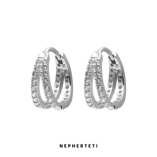 Khuyên tai bạc 925 - Khoen tròn đá hai tầng chốt clicker (giá 1 chiếc) - Nepherteti