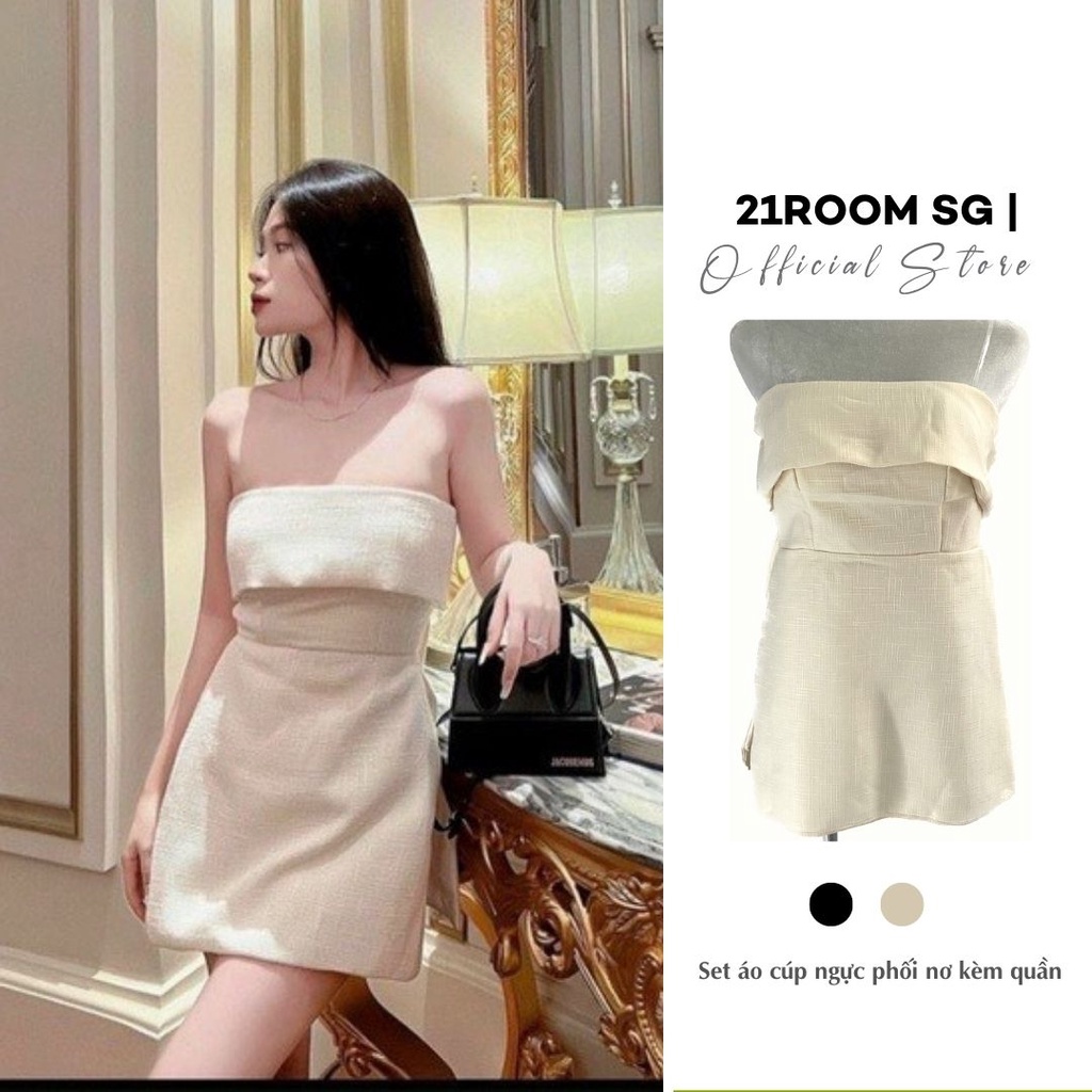 Đầm Ống Kem Cúp Ngực 21ROOM Kèm Quần Siêu Tôn Dáng Đầm Dự Tiệc Nữ Sang Chảnh Chất Dày Dặn 6 Màu