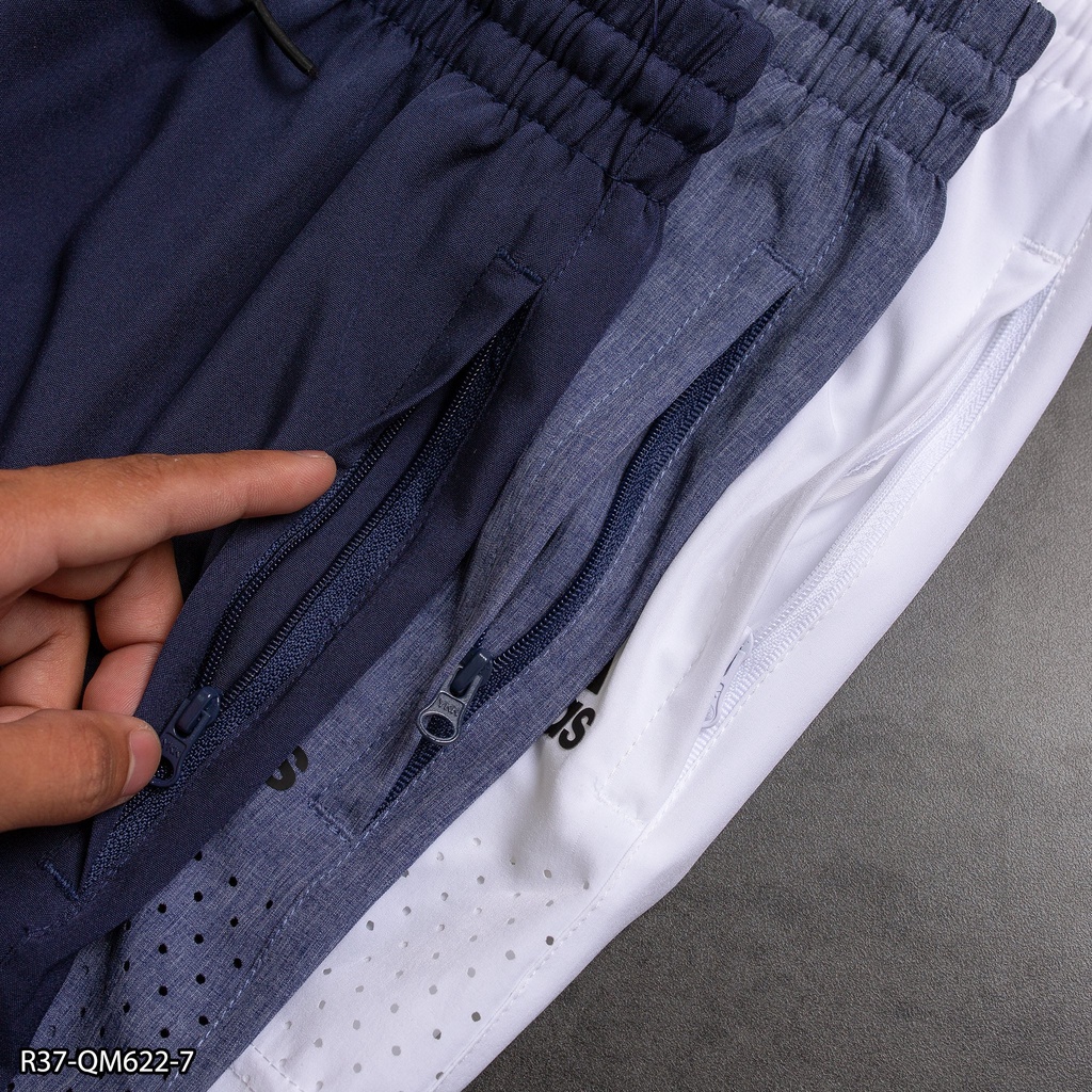 Quần short thể thao/ quần tập gym 2 lớp form trên gối tôn dáng, chất vải mịn mát R37