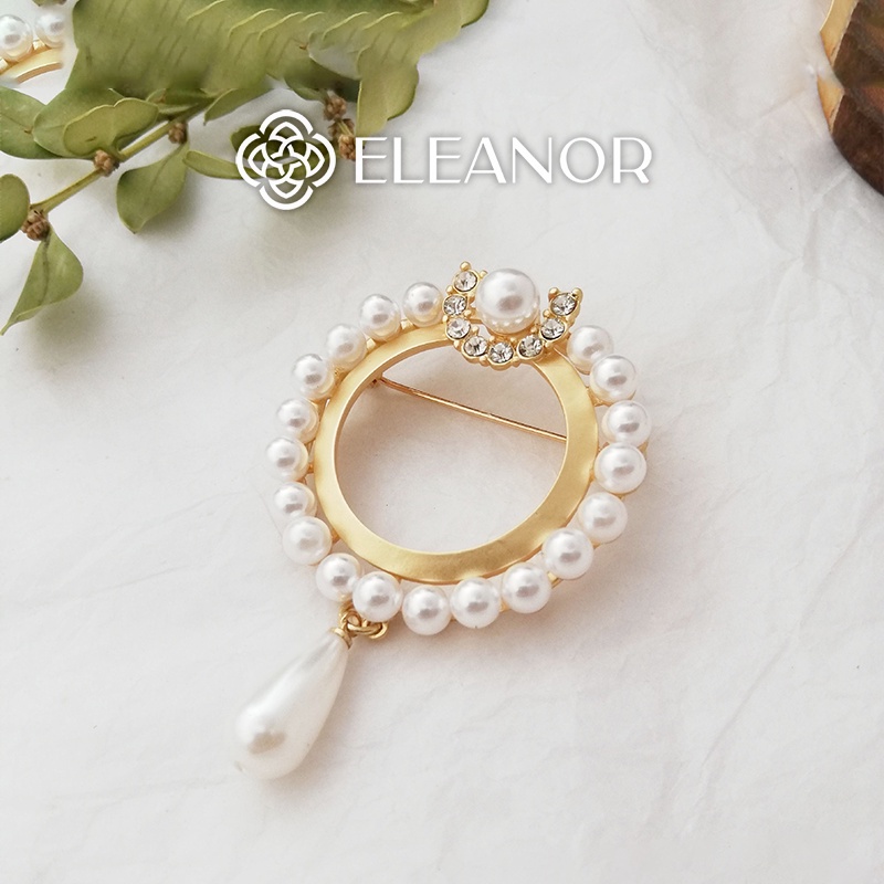 Ghim cài áo nữ Eleanor Accessories hình tròn đính đá kết hợp ngọc trai nhân tạo phụ kiện trang sức 5396